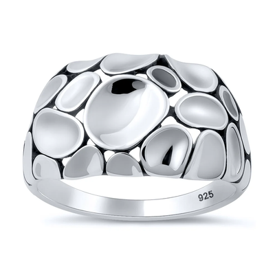 Sterling Silver Oxidized And Polished Abstract Ring