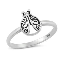 Load image into Gallery viewer, Sterling Silver Oxidized And Polished 11.4mm Ladybug Ring