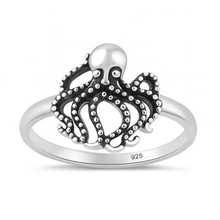 Load image into Gallery viewer, Sterling Silver Oxidized And Polished Octopus Ring