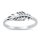 Sterling Silver Oxidized And Polished Feather Ring