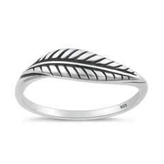 Sterling Silver Oxidized And Polished Leaf Ring