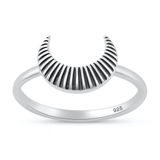 Sterling Silver Oxidized And Polished Crescent Moon Ring