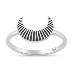 Sterling Silver Oxidized And Polished Crescent Moon Ring