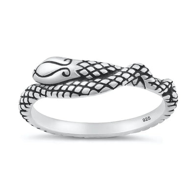 Sterling Silver Oxidized And Polished 6.2mm Snake Ring