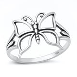 Sterling Silver Oxidized And Polished 15mm Butterfly Ring