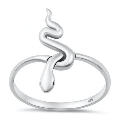 Sterling Silver Oxidized And Polished 22.6mm Snake Ring