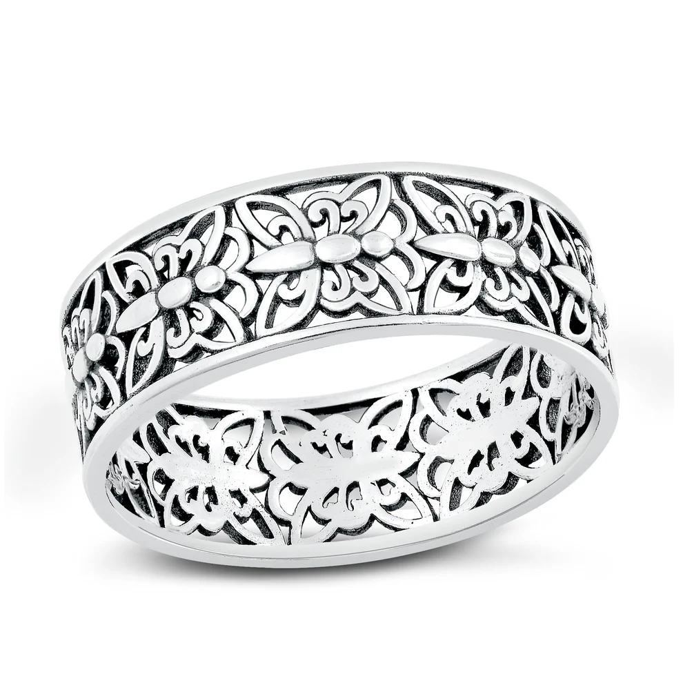 Sterling Silver Oxidized Butterflies Ring