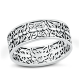 Sterling Silver Oxidized Butterflies Ring