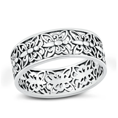 Sterling Silver Oxidized Butterflies Ring