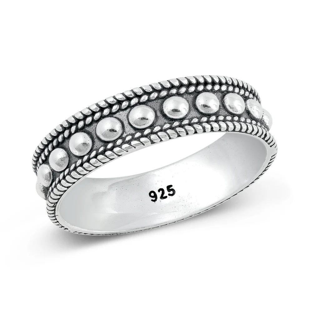Sterling Silver Oxidized 5.6mm Bali Style Ring