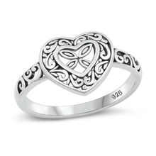 Load image into Gallery viewer, Sterling Silver Oxidized Heart Ring