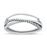 Sterling Silver Oxidized Cross Lines Ring