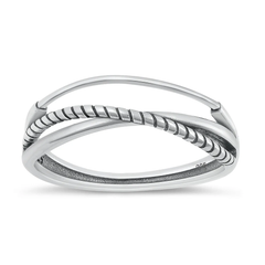 Sterling Silver Oxidized Cross Lines Ring