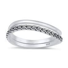 Load image into Gallery viewer, Sterling Silver Oxidized And High Polish Double Ring Set