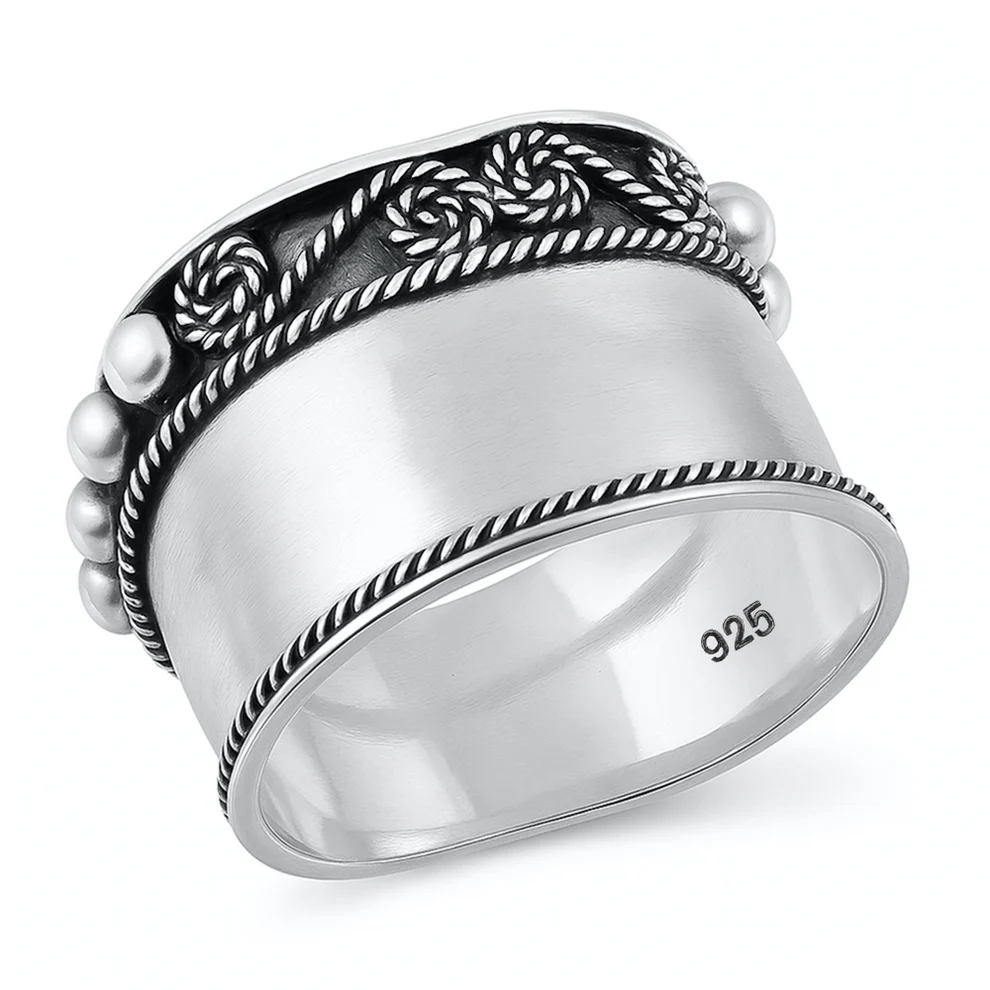 Sterling Silver Oxidize Bali Ring