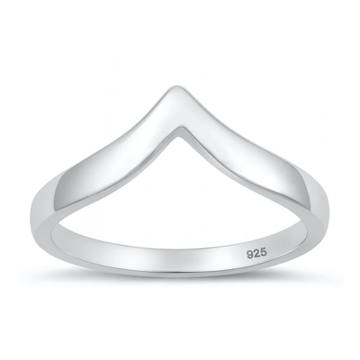 Sterling Silver Oxidized And Polished V Shape Ring