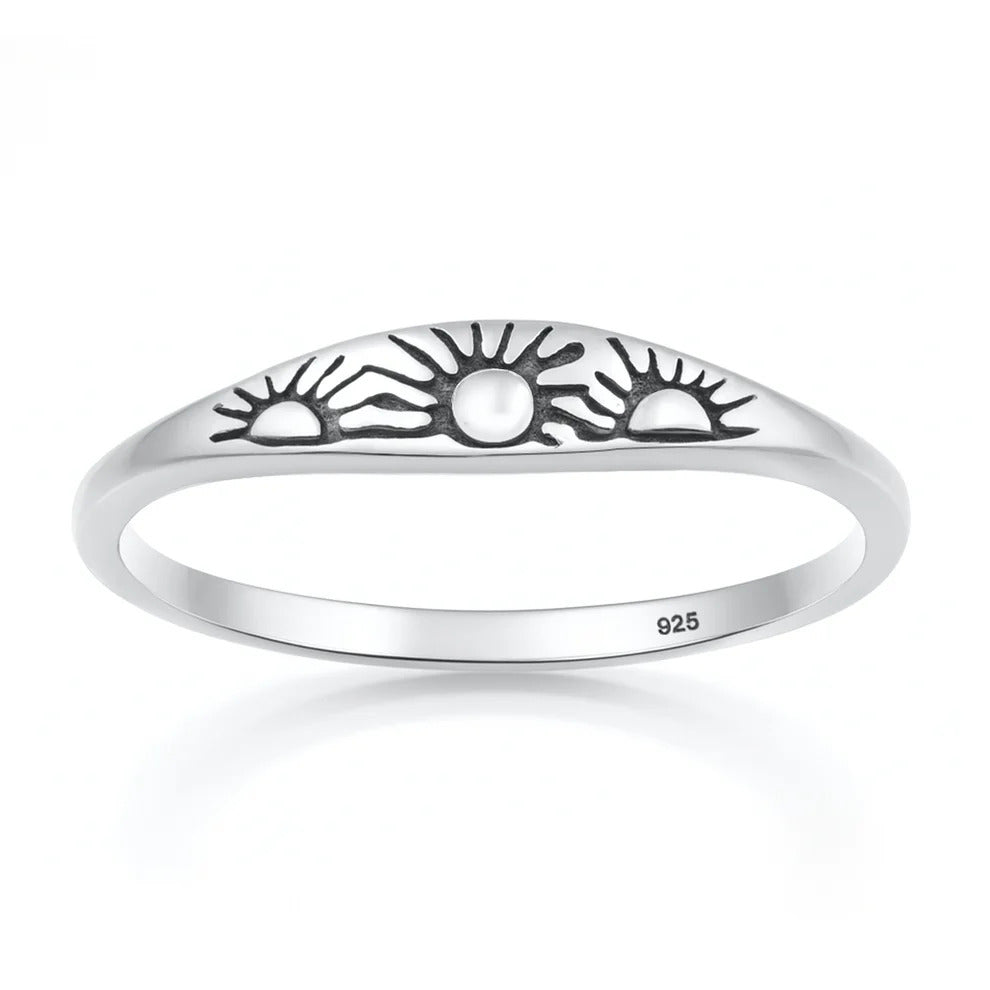 Sterling Silver Oxidized And Polished Suns Ring