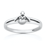 Sterling Silver Oxidized And Polished Hatching Baby Turtle Ring