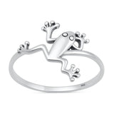 Sterling Silver Oxidized And Polished 15mm Frog Ring