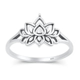 Sterling Silver Oxidized And Polished 11mm Lotus Ring