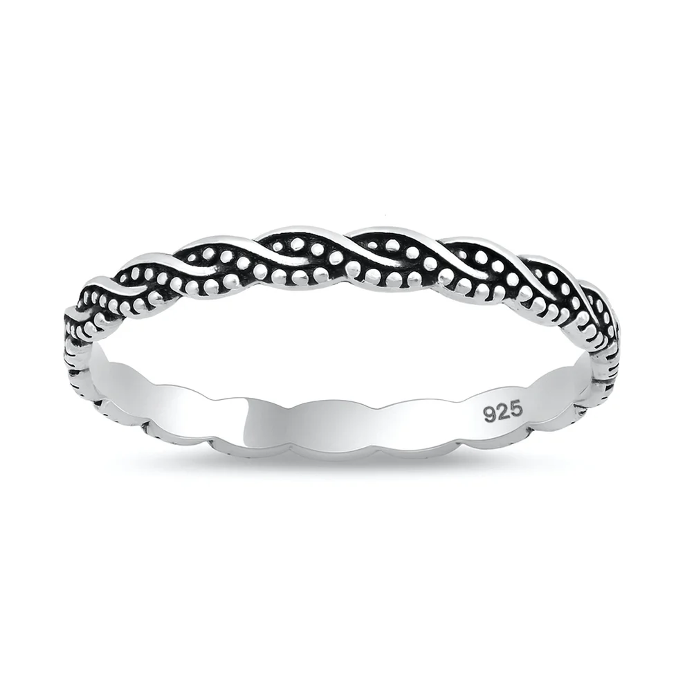 Sterling Silver Oxidized And Polished Braided Band Ring
