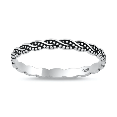 Sterling Silver Oxidized And Polished Braided Band Ring