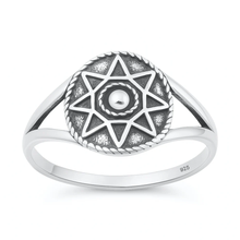 Load image into Gallery viewer, Sterling Silver Oxidized And Polished Star Pattern Ring