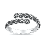 Sterling Silver Oxidized And Polished Roses Ring