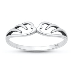 Sterling Silver Oxidized And Polished Angel Wings Ring