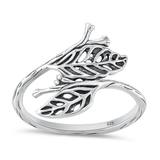 Sterling Silver Oxidized And Polished Leaves Ring
