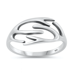 Sterling Silver Oxidized And Polished Deer Antlers Ring