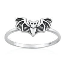 Load image into Gallery viewer, Sterling Silver Oxidized And Polished Bat Ring