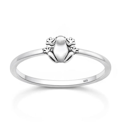 Sterling Silver Oxidized And Polished Frog Ring