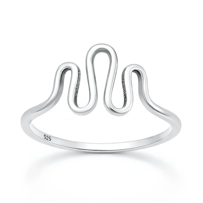Sterling Silver Oxidized And Polished Wave Ring