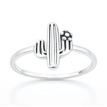 Load image into Gallery viewer, Sterling Silver Oxidized And Polished Cactus Ring