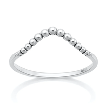 Load image into Gallery viewer, Sterling Silver Oxidized And Polished V Shape Beaded Ring