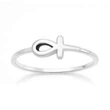 Load image into Gallery viewer, Sterling Silver Oxidized And Polished Ankh Ring