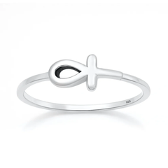 Sterling Silver Oxidized And Polished Ankh Ring