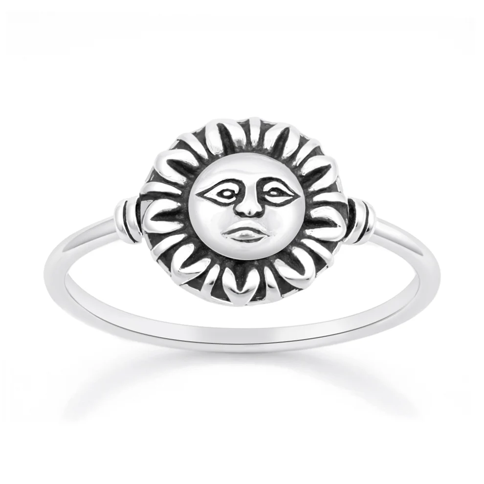 Sterling Silver Oxidized And Polished Sun Ring