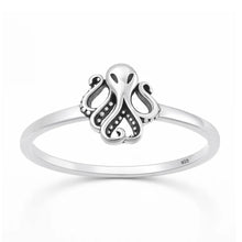 Load image into Gallery viewer, Sterling Silver Oxidized And Polished 8.7mm Octopus Ring