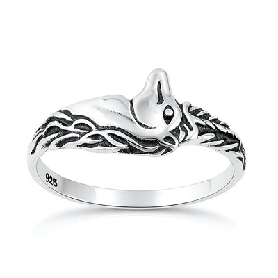 Sterling Silver Oxidized And Polished Unicorn Ring