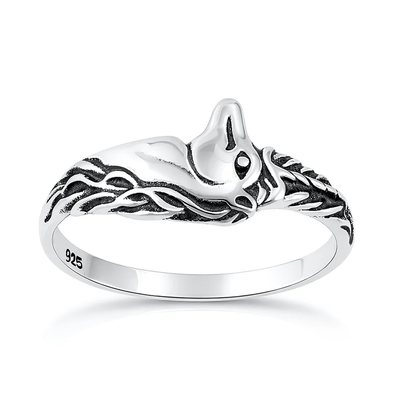 Sterling Silver Oxidized And Polished Unicorn Ring