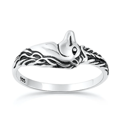 Sterling Silver Oxidized And Polished Unicorn Ring