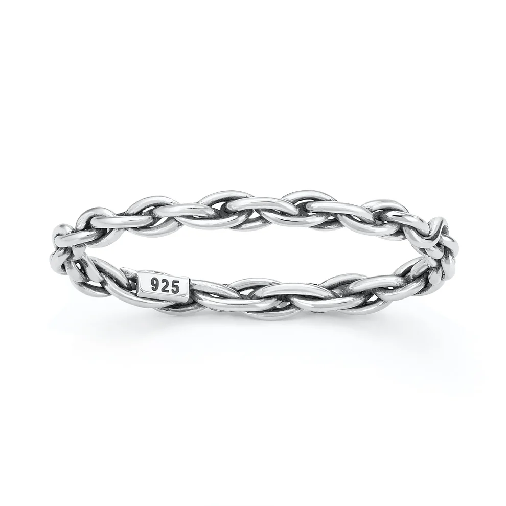 Sterling Silver Oxidized And Polished Chain Ring