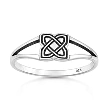 Load image into Gallery viewer, Sterling Silver Oxidized And Polished Celtic Knot Ring