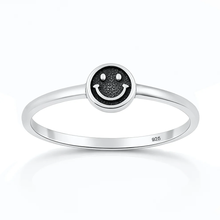 Load image into Gallery viewer, Sterling Silver Oxidized And Polished Happy Face Ring