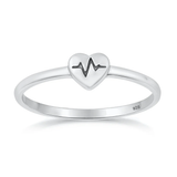 Sterling Silver Oxidized And Polished Heart EKG Ring