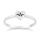 Sterling Silver Oxidized And Polished EKG Heartbeat Ring
