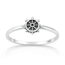 Load image into Gallery viewer, Sterling Silver Oxidized And Polished Ship Helm Ring