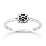 Sterling Silver Oxidized And Polished Ship Helm Ring
